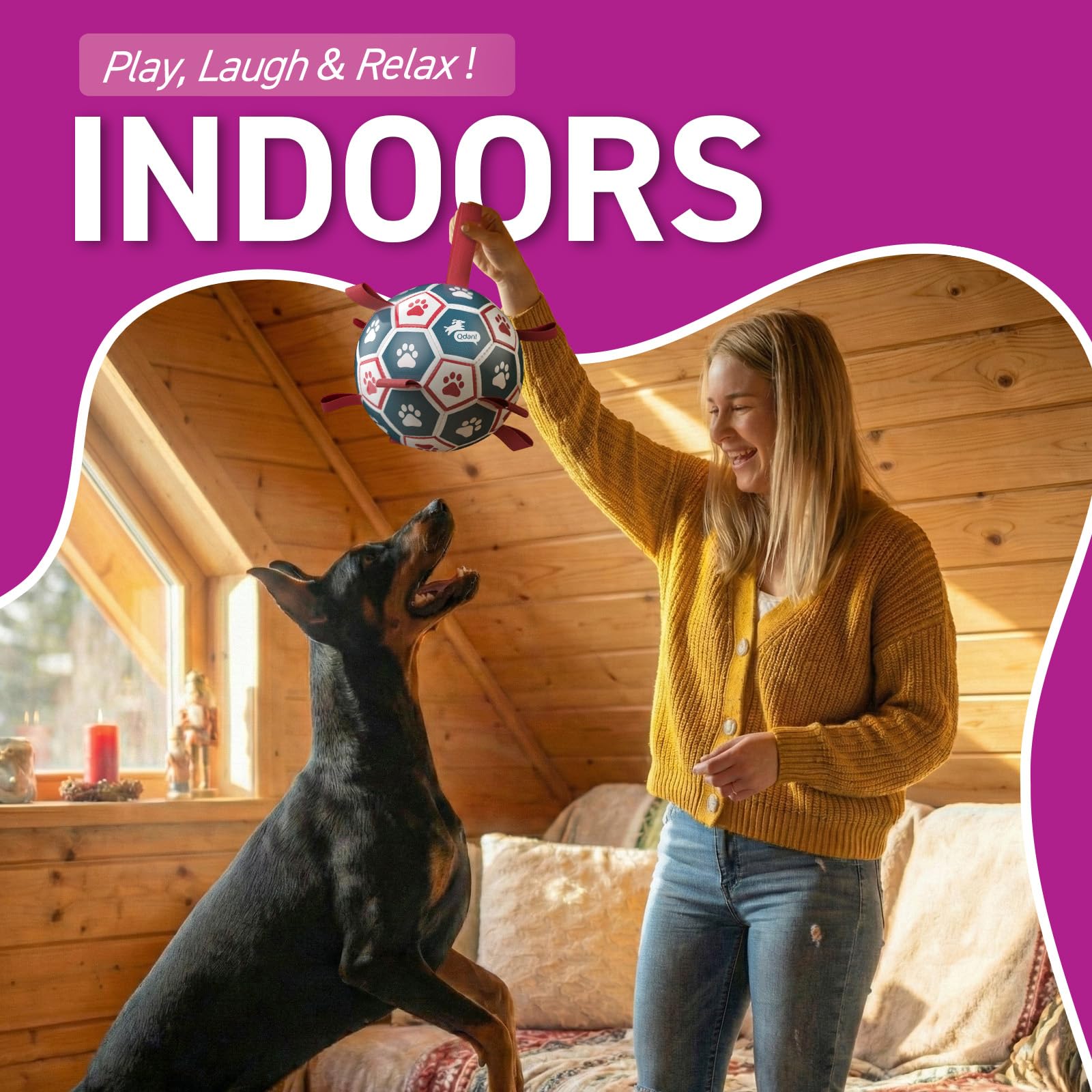QDAN balón 10 pulgadas de diámetro, tamaño perfecto para perros grandes.