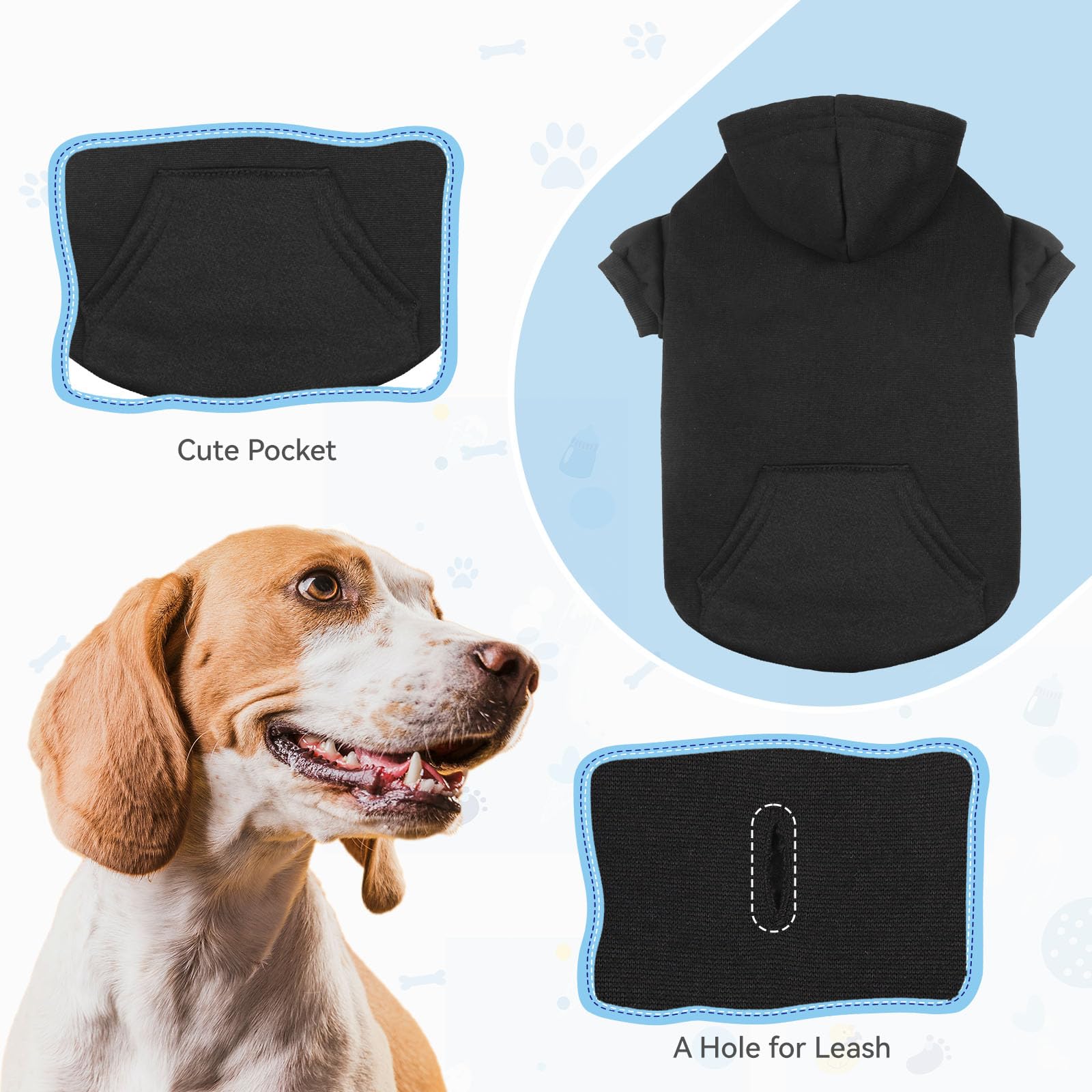 Bolsillo funcional de la sudadera QDYU para snacks y juguetes.