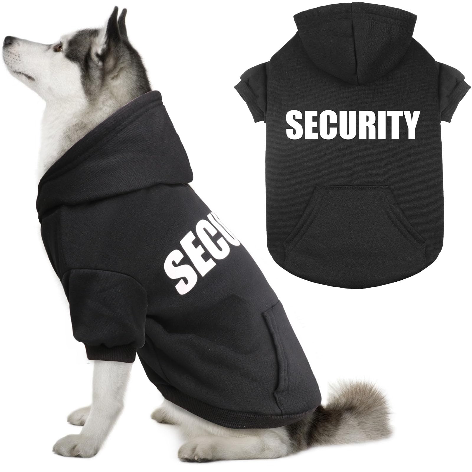QDYU sudadera para perros grandes con impresión de seguridad en la espalda.