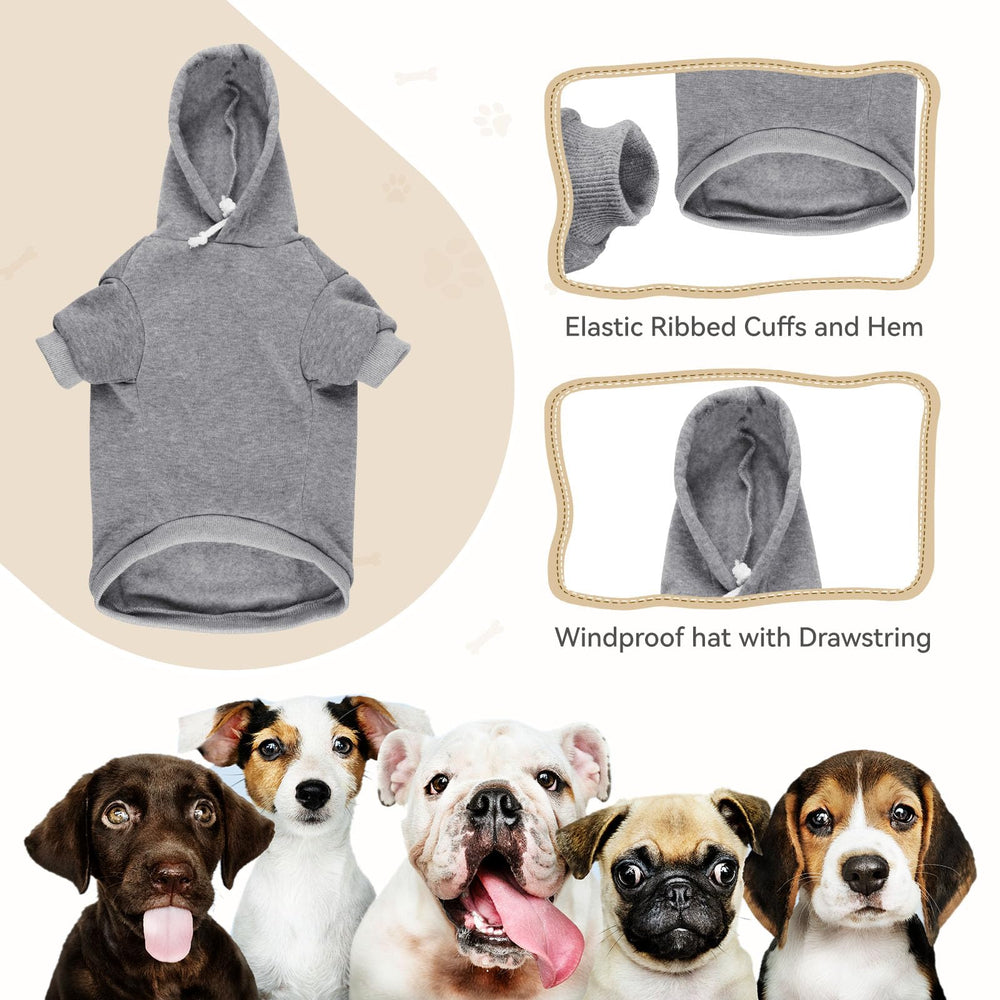 QDYU sudadera gris para perros, forro de felpa suave al tacto.