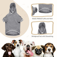 QDYU sudadera gris para perros, forro de felpa suave al tacto.