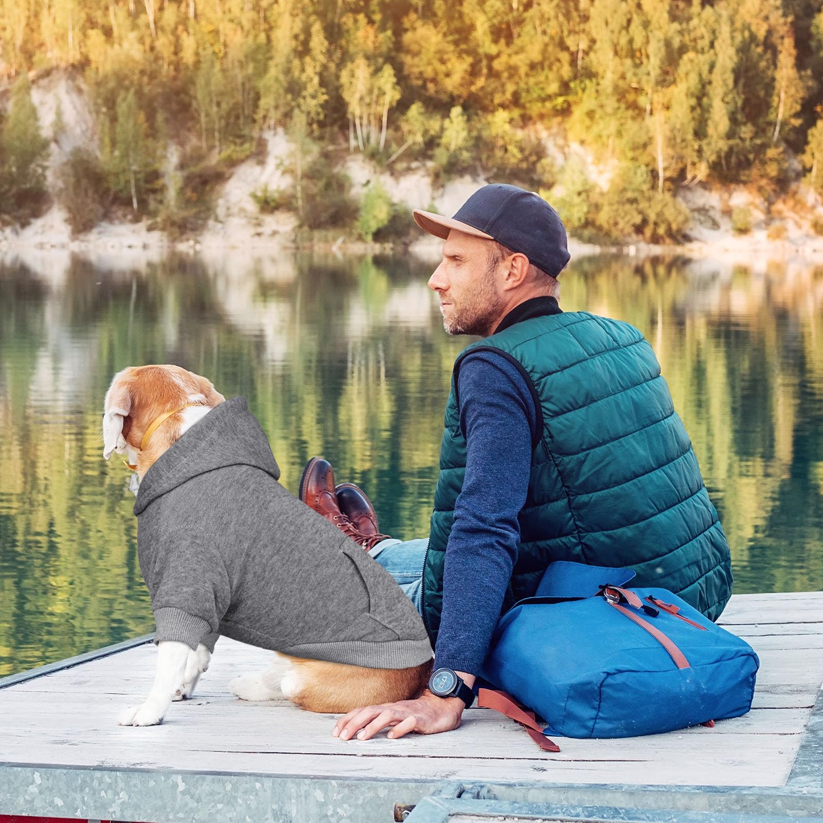 QDYU chaqueta gris para perros ligera y cálida: adecuada para otoño e invierno.