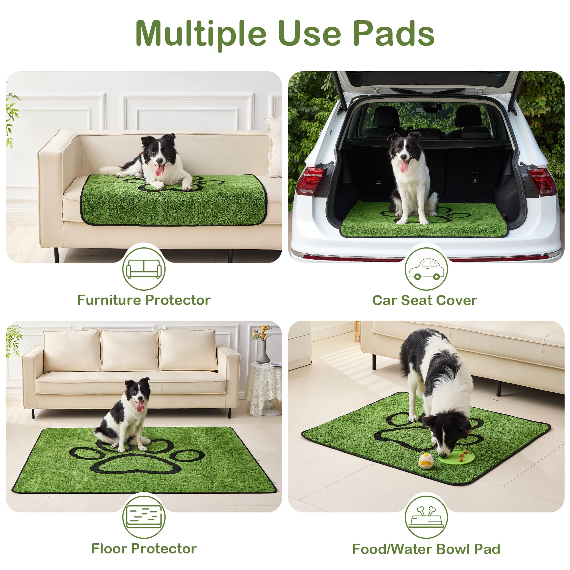 Qeils almohadilla absorbente para sofá y coche, superficie verde y duradera.