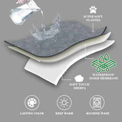Qeils manta para gatos, detalle sherpa gris, doble capa para todas las estaciones.