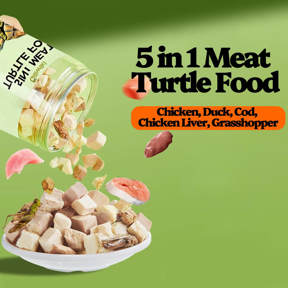 Qiliwiki tortuga cubos carne liofilizada, sabor atractivo para tortugas.