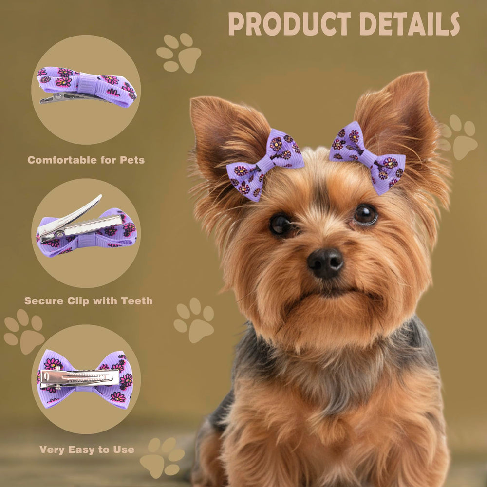 Lazo para pelo QingHan en amarillo para perrito, colores brillantes para fotos.