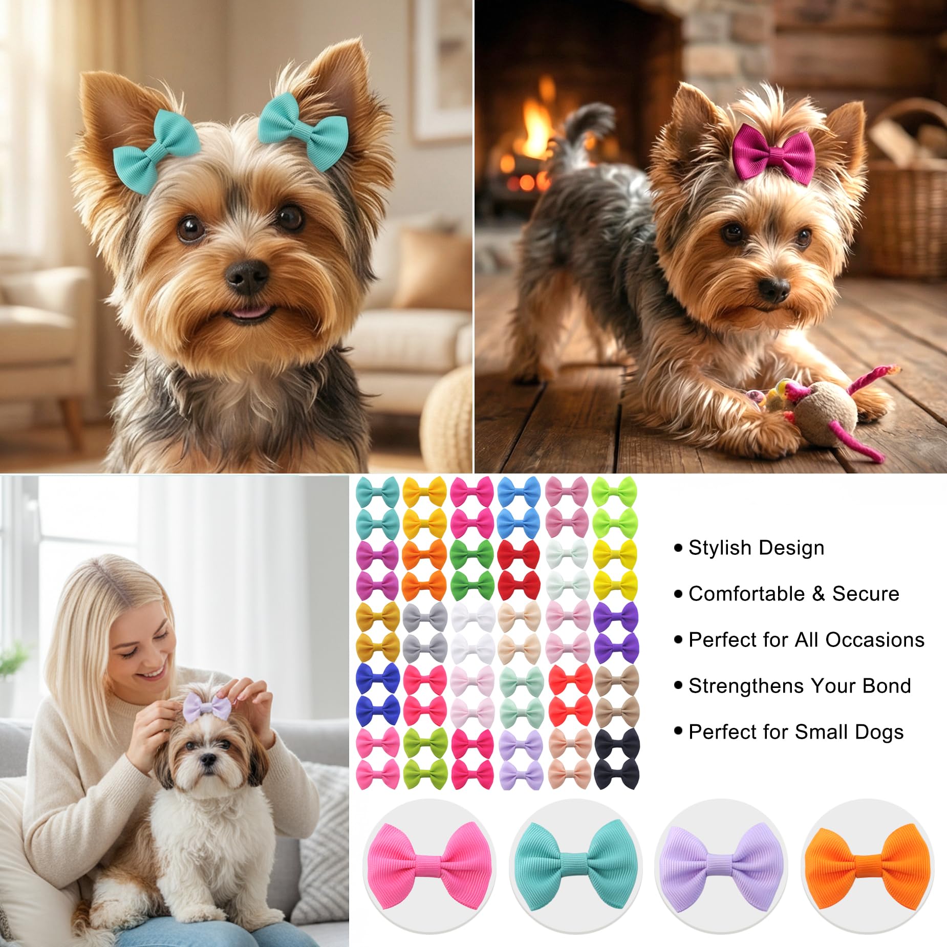 Lazo QingHan colorido para perro, colores vivos para looks diarios.
