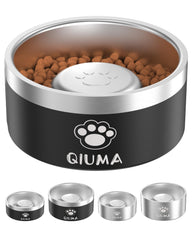 Qiuma comedero lento en acero inoxidable 304 con centro elevado para comer más pausadamente.
