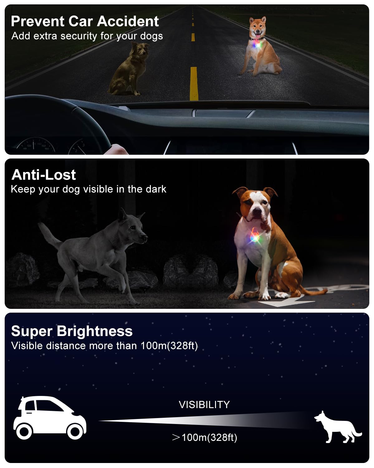 Luz de collar QIZIYARDALL para avisos a vehículos y seguridad