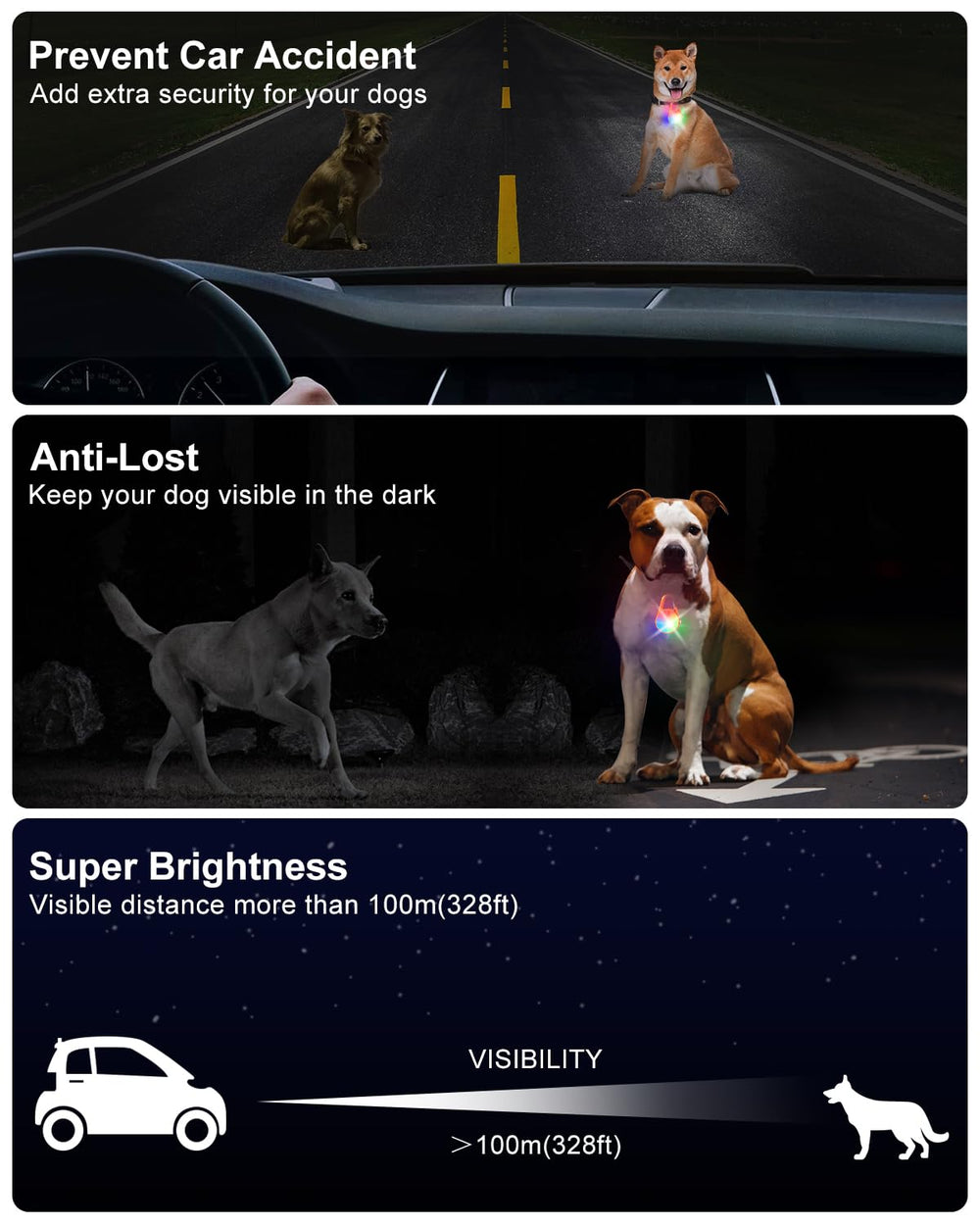 Luz de collar QIZIYARDALL para avisos a vehículos y seguridad
