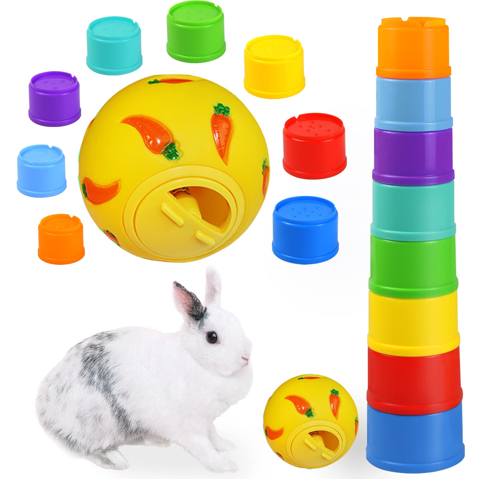 QTYWACYQ cubos apilables conejo: estímulo visual y juego interactivo para conejos