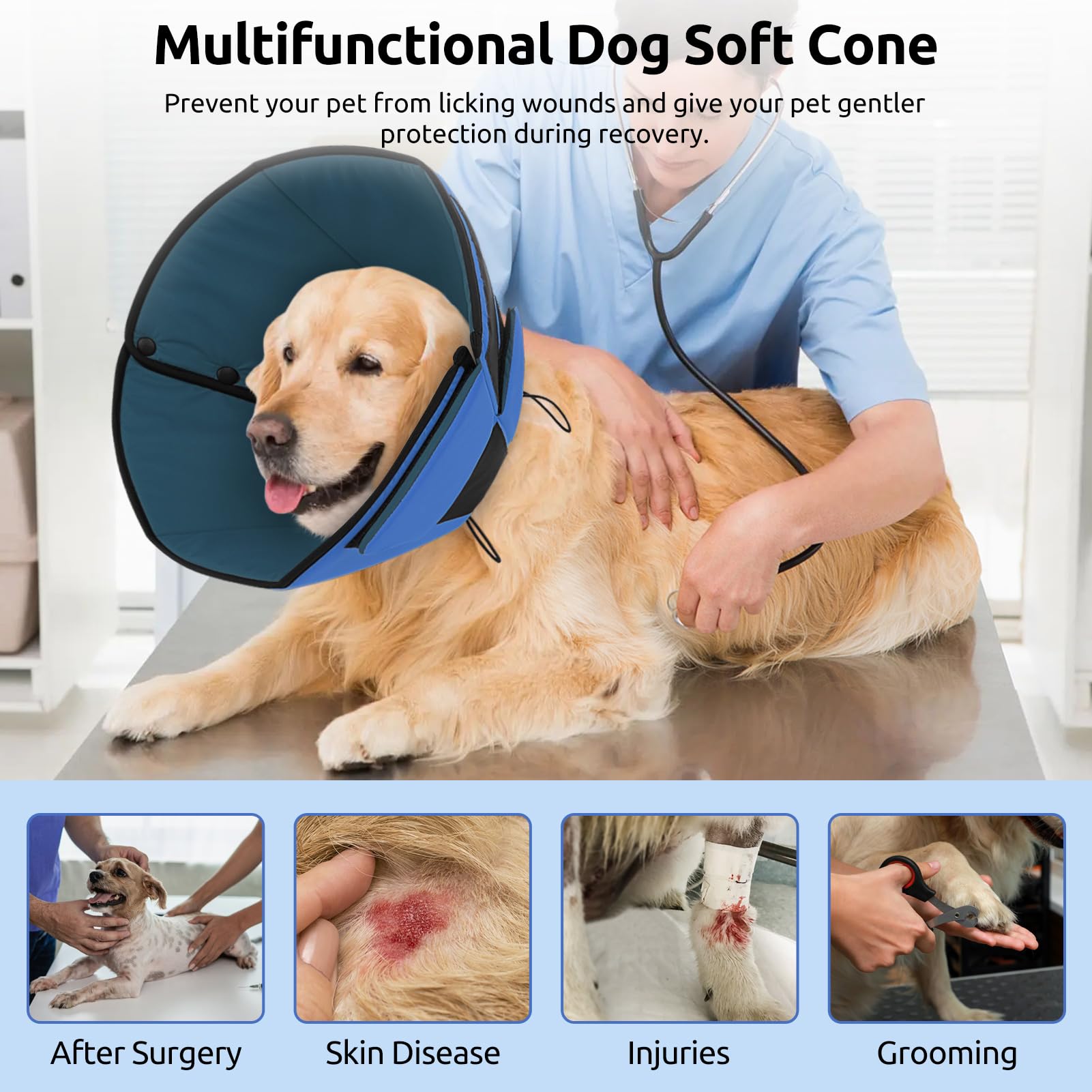 Cono suave Queenmore desplegado, fácil de colocar y guardar