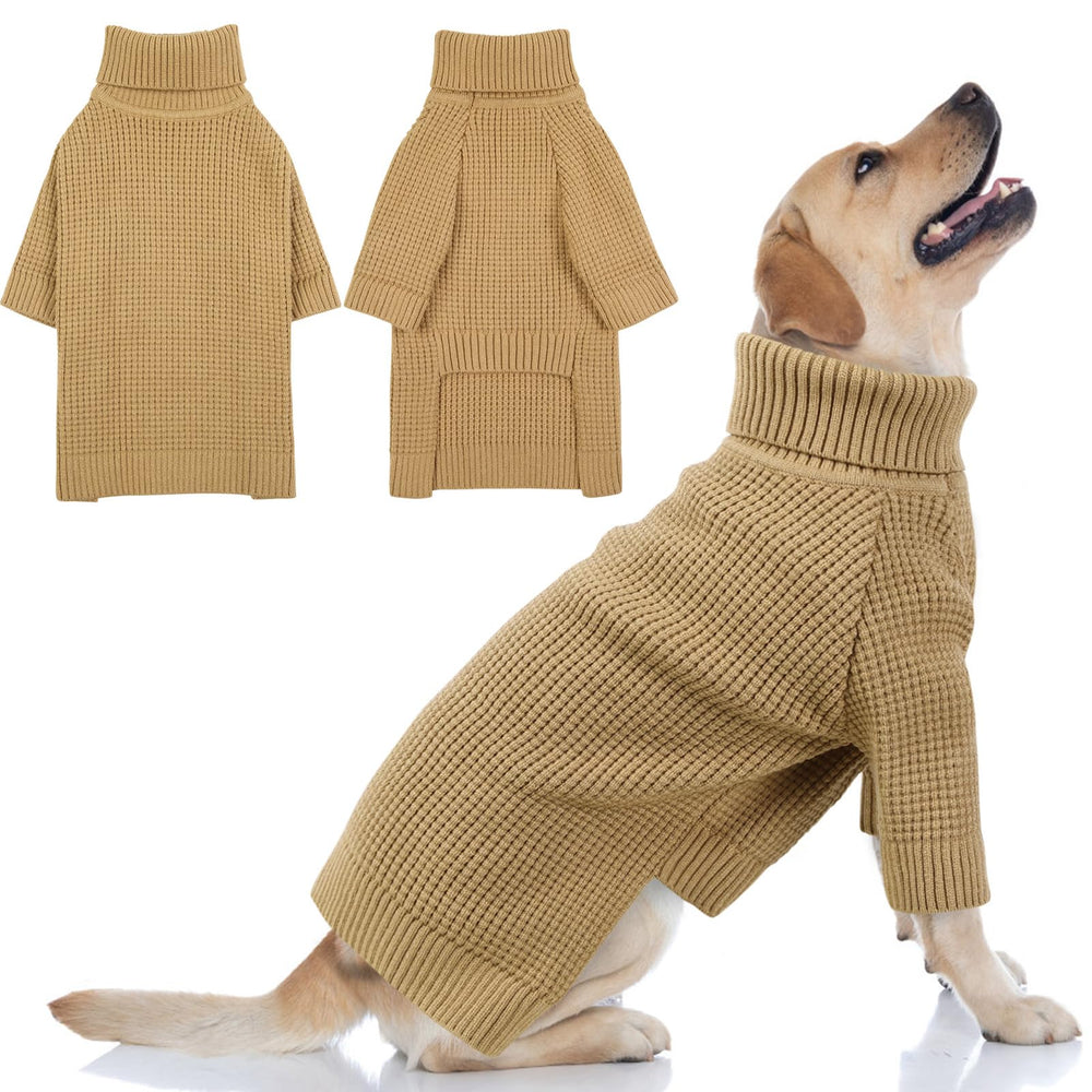 Sudadera Queenmore para perro con cuello alto y cuadros marrón, comodidad diaria.
