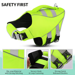 Queenmore XL chaleco salvavidas para perro, asa de rescate para manejo rápido
