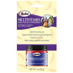 Botella de Quiko multivitaminico diario para aves, apoyo vital diario.