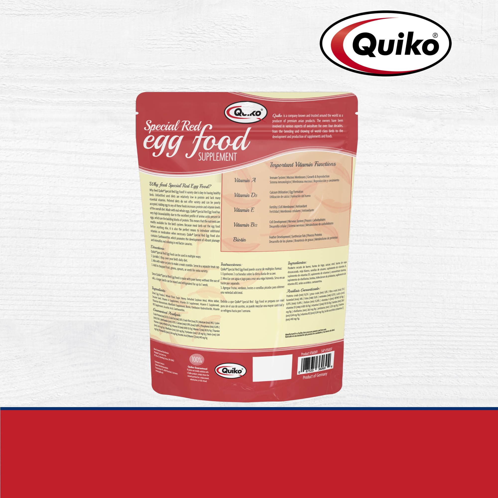 Quiko Uso Diario para Aves, complemento práctico para jaulas.