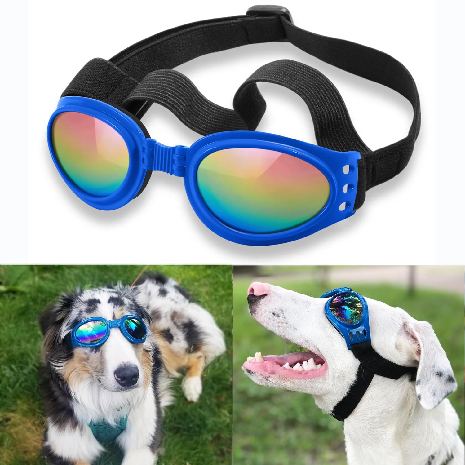 QUMY gafas para perros con ajuste de correa, comodidad y seguridad en paseos