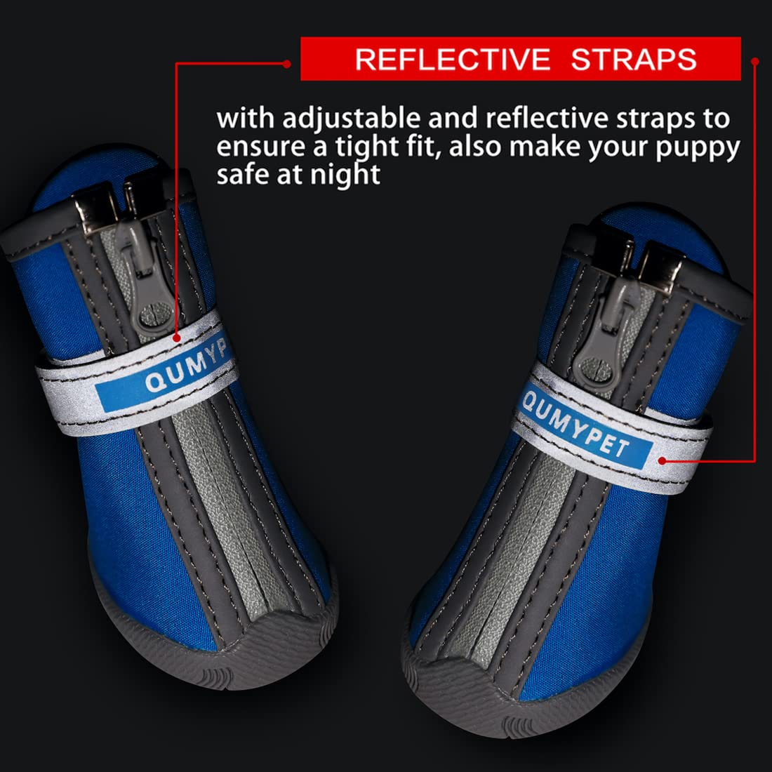 Botas azules QUMY para perros pequeños, confort duradero en caminatas.