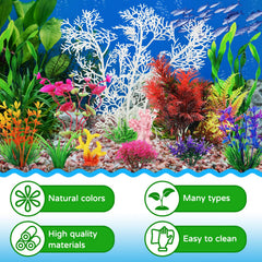 QUOZUO planta plástica roja para acuario, realza colores y refugio.