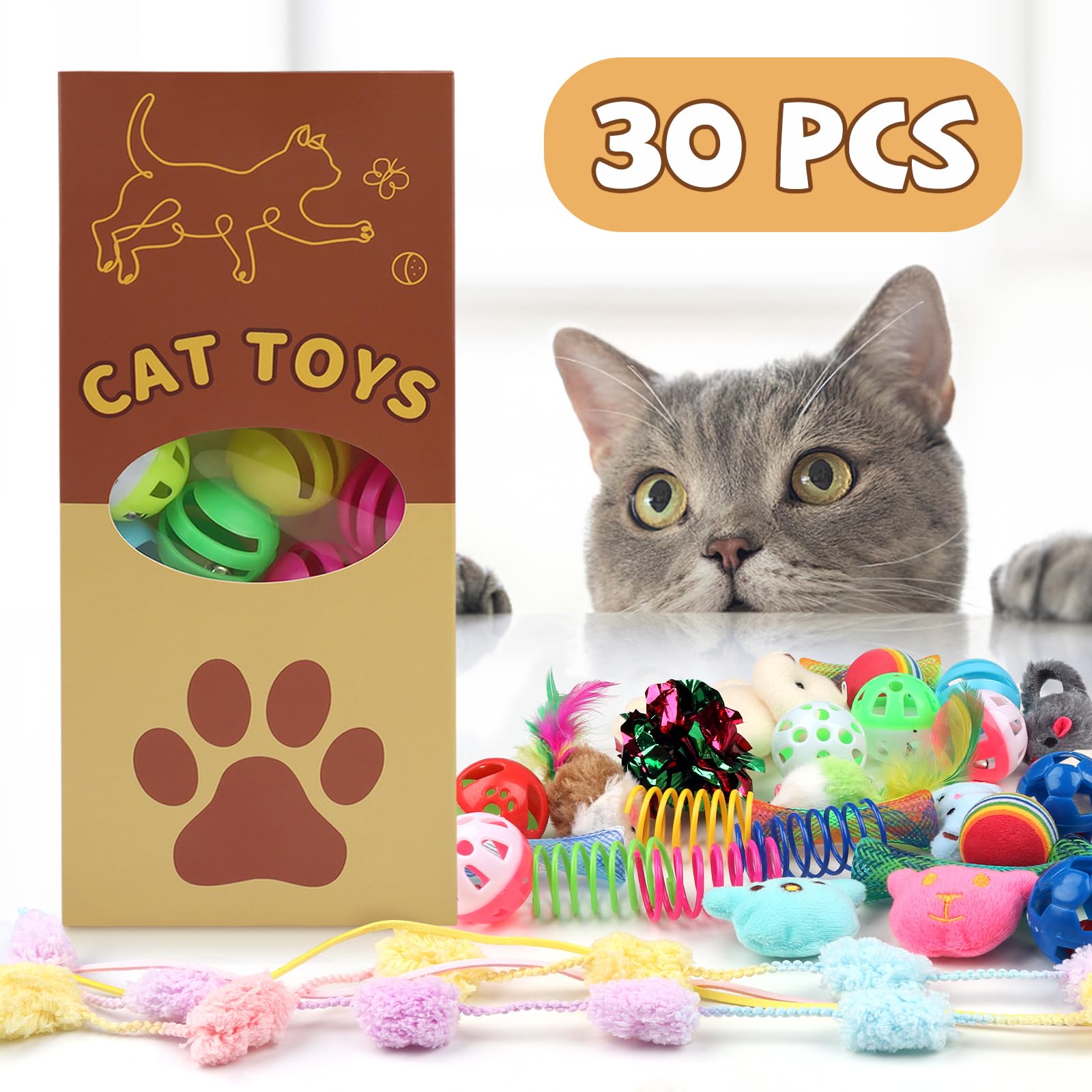 QUOZUO caja regalo de juguetes para gatos, perfecto como regalo para mascotas