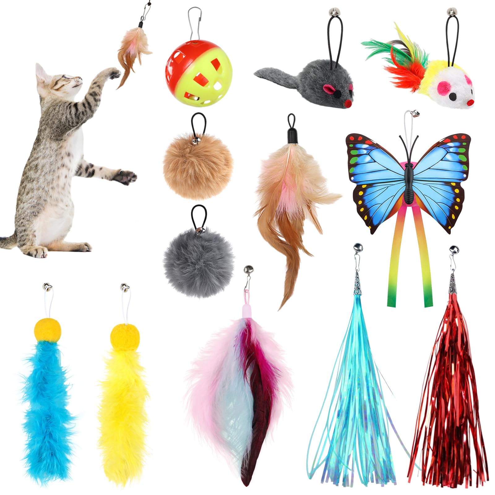 QUOZUO plumas refuerzo para gatos, estimulan juego suave y atención