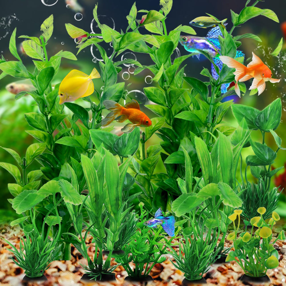 QUOZUO set de 10 plantas verdes para decorar esquinas del tanque.
