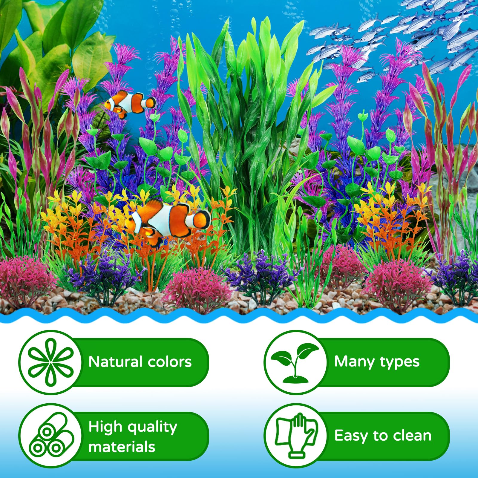 QUOZUO vegetación plástica para acuario, colores vivos para ambiente animado