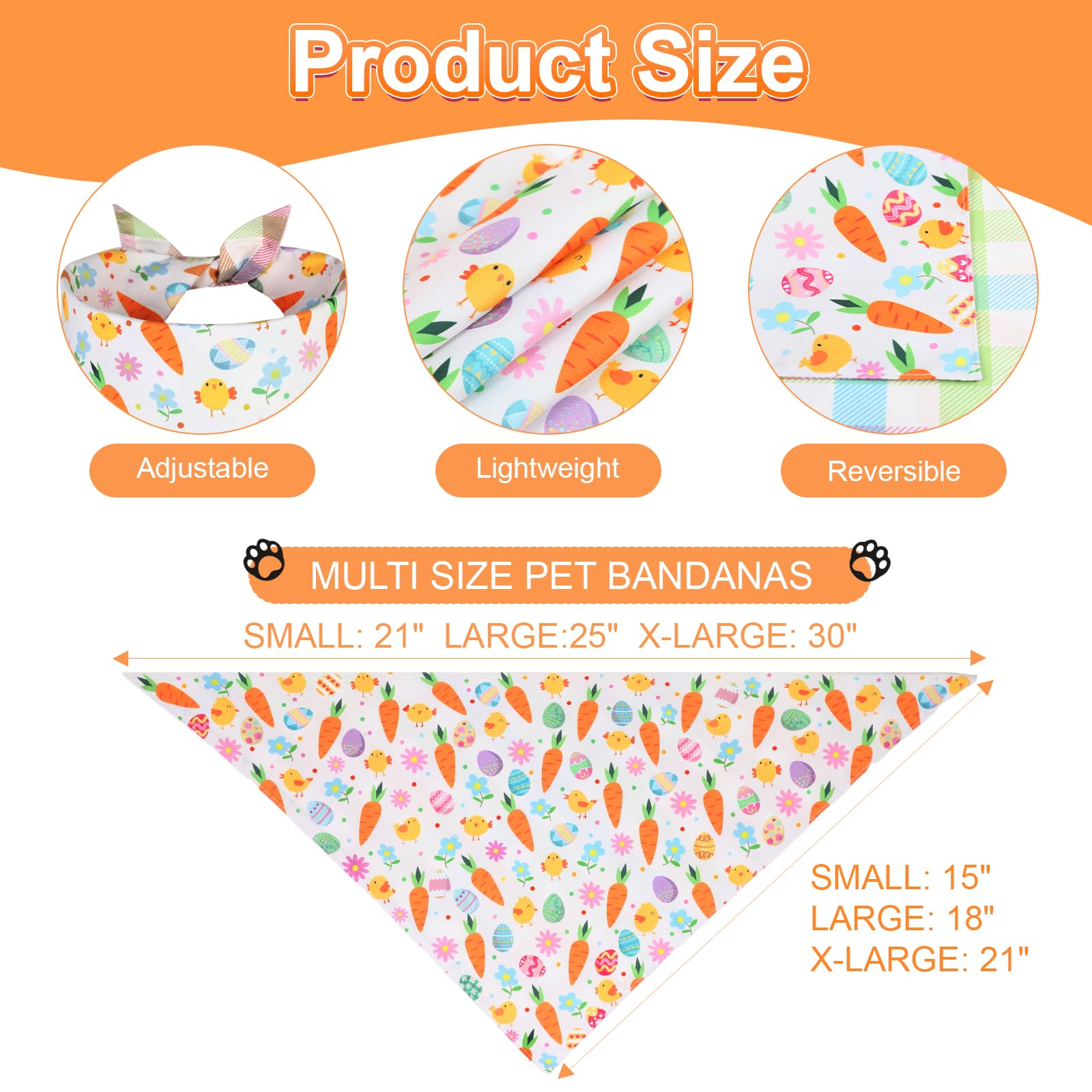 QUQULE bandana de Pascua para perro, doble cara, dos estilos en una prenda.