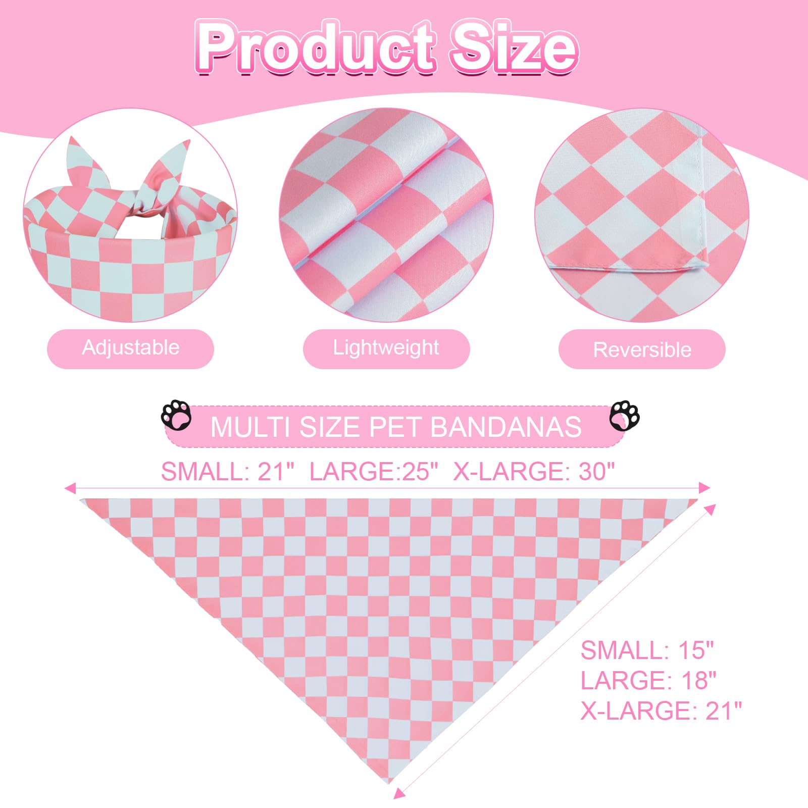 QUQULE bandana para perro, diseño cuadros rosa-azul, añade estilo durante salidas diarias.