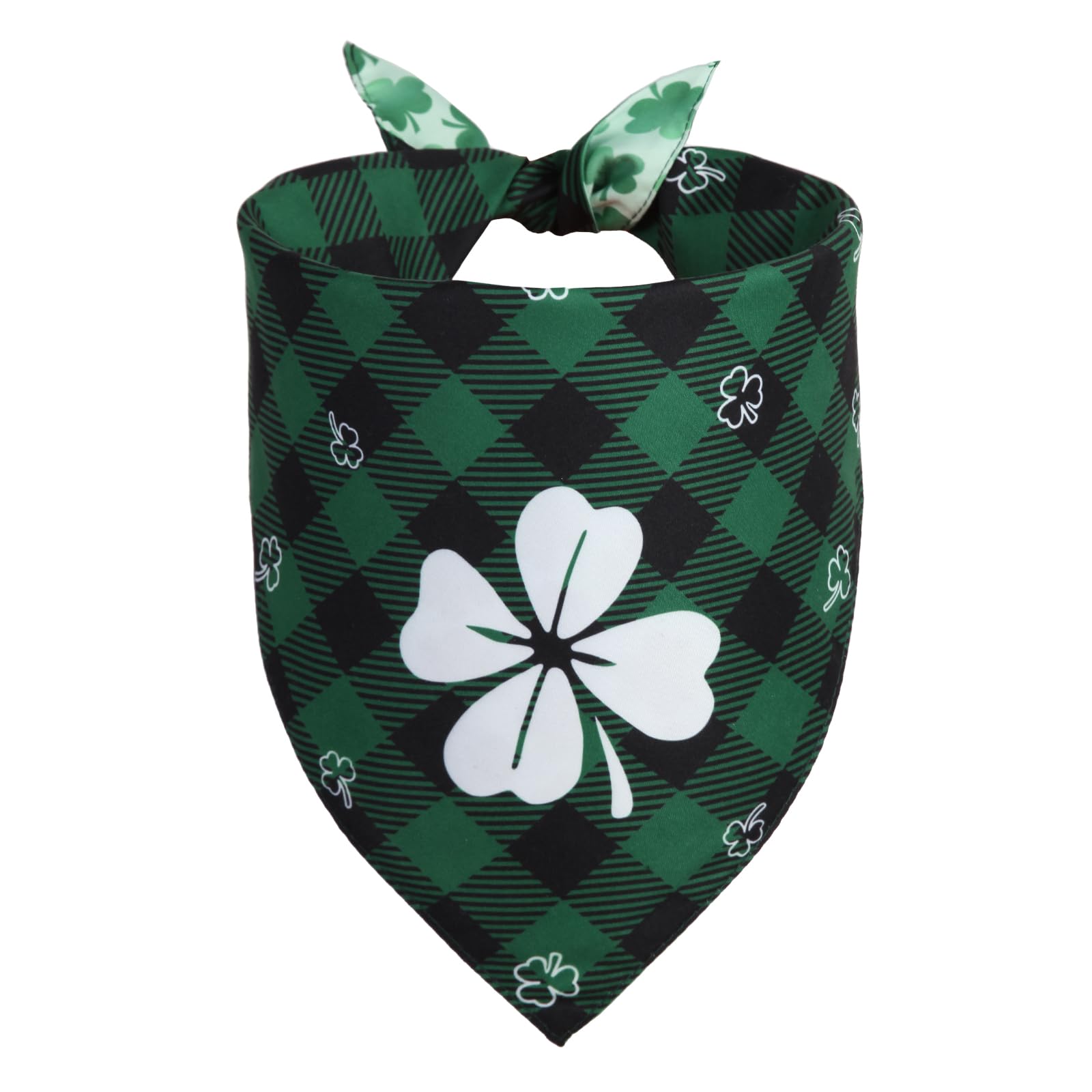 Bandana QUQULE para perro con trébol verde, diseño llamativo para fiestas.