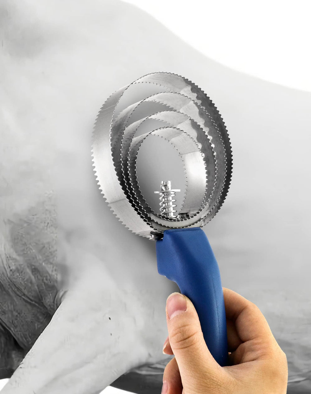 QWORK cepillo curry azul con dientes de acero robustos para pelos difíciles.