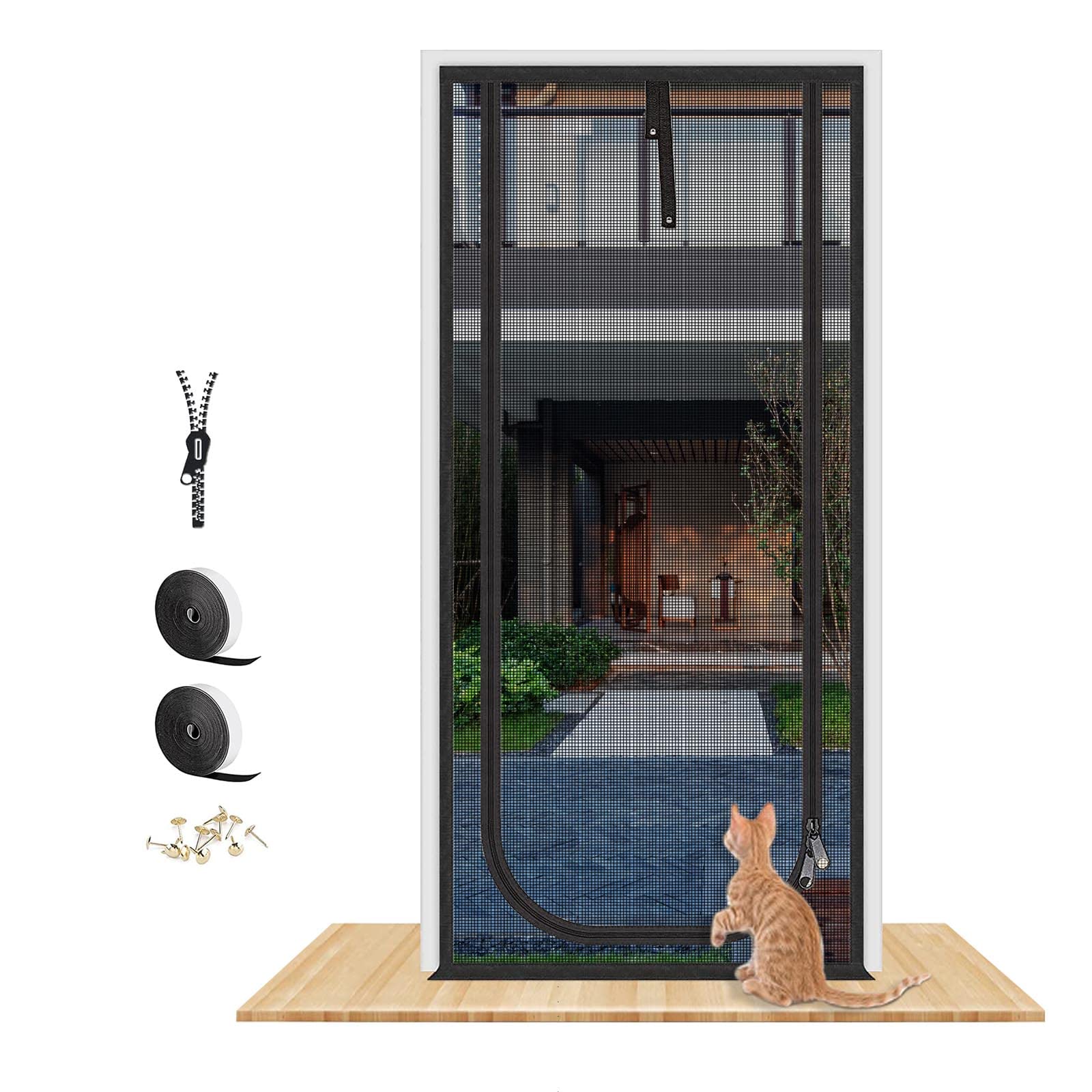 Puerta mosquitera QWR reforzada con cremallera evita salidas.