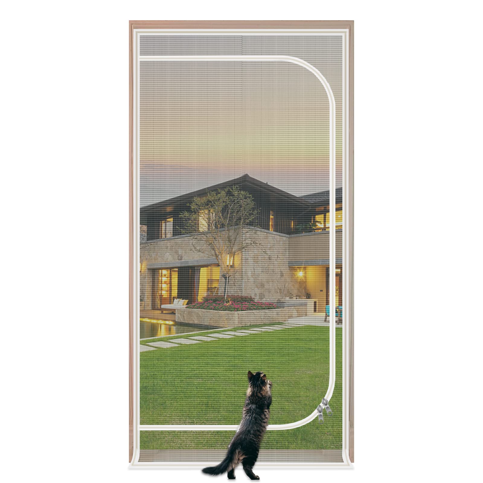 QWR puerta rejilla 36x84 para mascotas, mantiene aire fresco sin salidas.