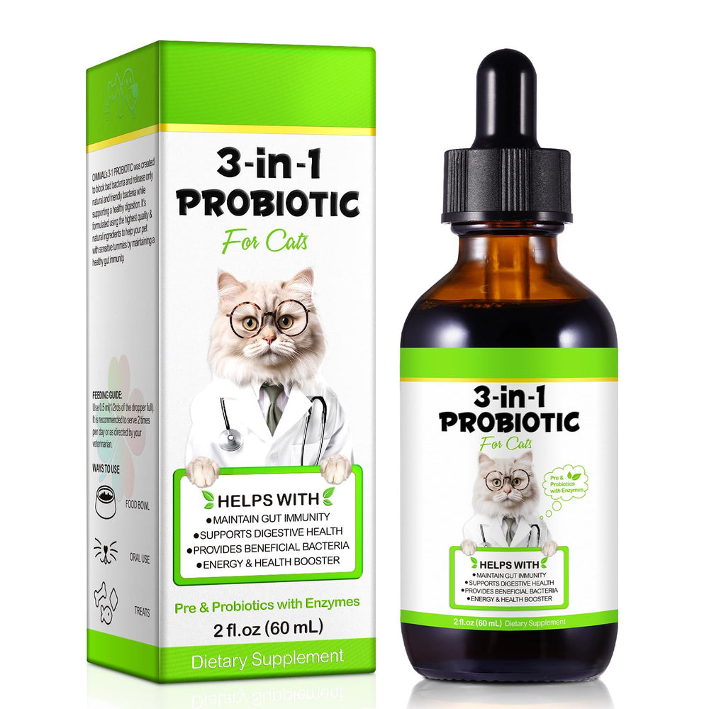 QwsYaay Probiotico para Gatos: frasco de 60 ml para salud intestinal.