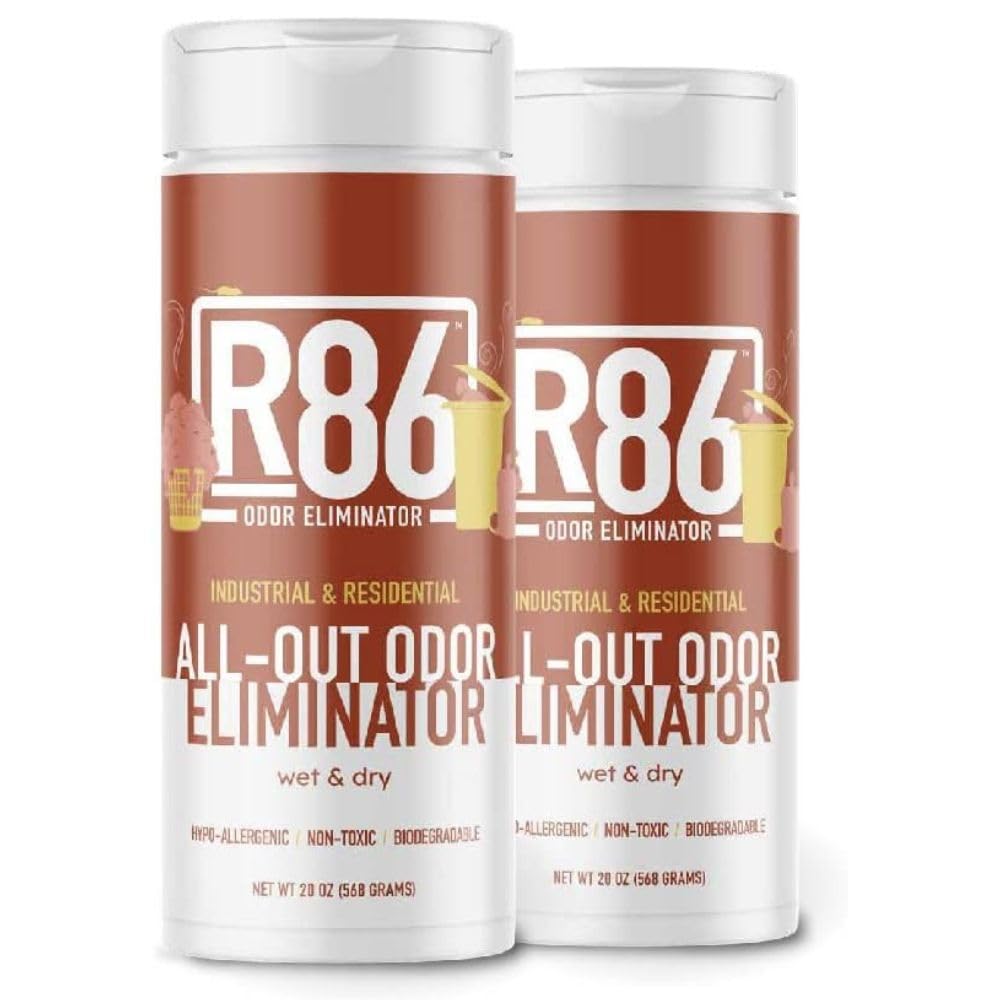 R86 eliminador de olores en frasco neutraliza olores fuertes en interiores.