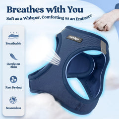 Arnés rabbitgoo con bandas reflectantes para visibilidad nocturna.