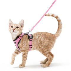 Arnés Rabbitgoo para gato, malla de aire rosa, cómodo para paseos.