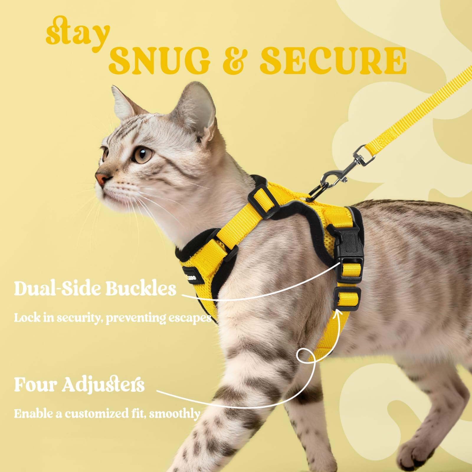 Rabbitgoo arnés para gatos con anilla en D trasera para control confiable.
