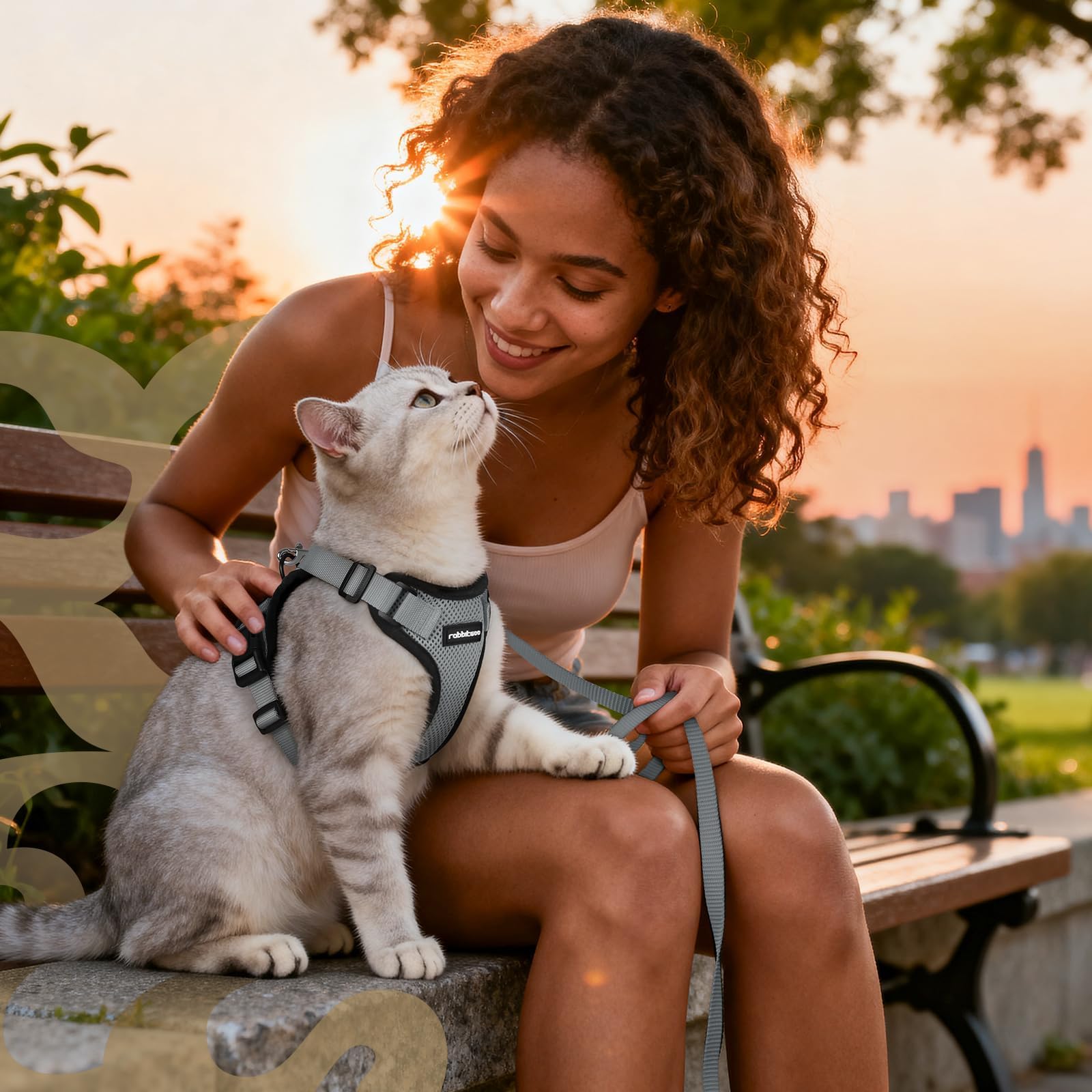 Rabbitgoo arnés gato diseño tipo chaleco cómodo reduce presión en el cuello