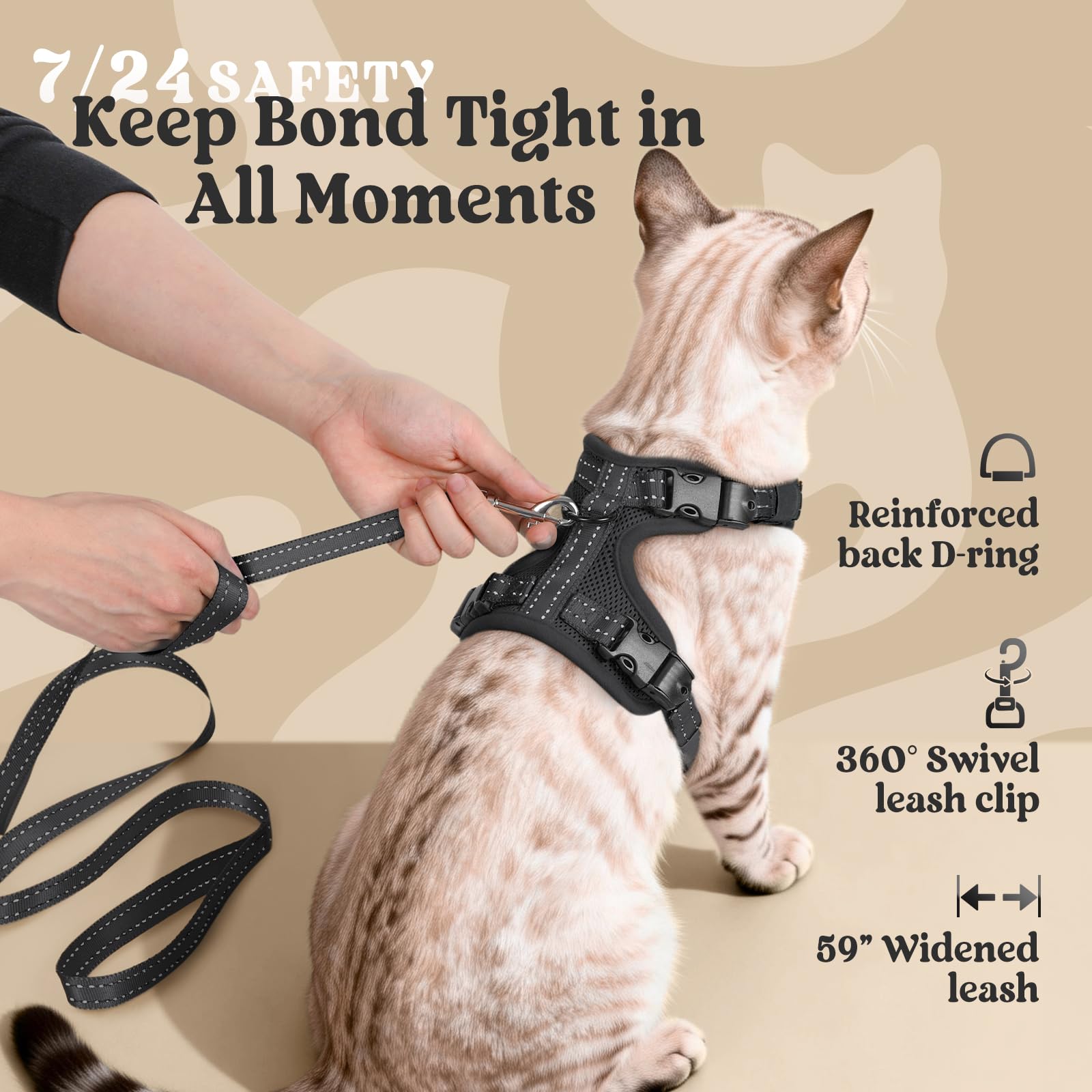 Arnés Rabbitgoo ideal para paseos diarios y salidas al exterior con gatos.