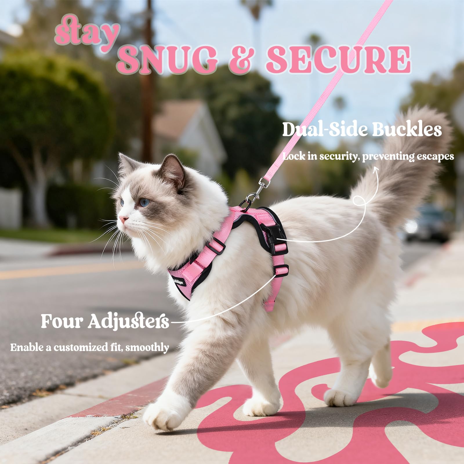 Uso interior y exterior: arnés versátil para gatos, paseo diario seguro.