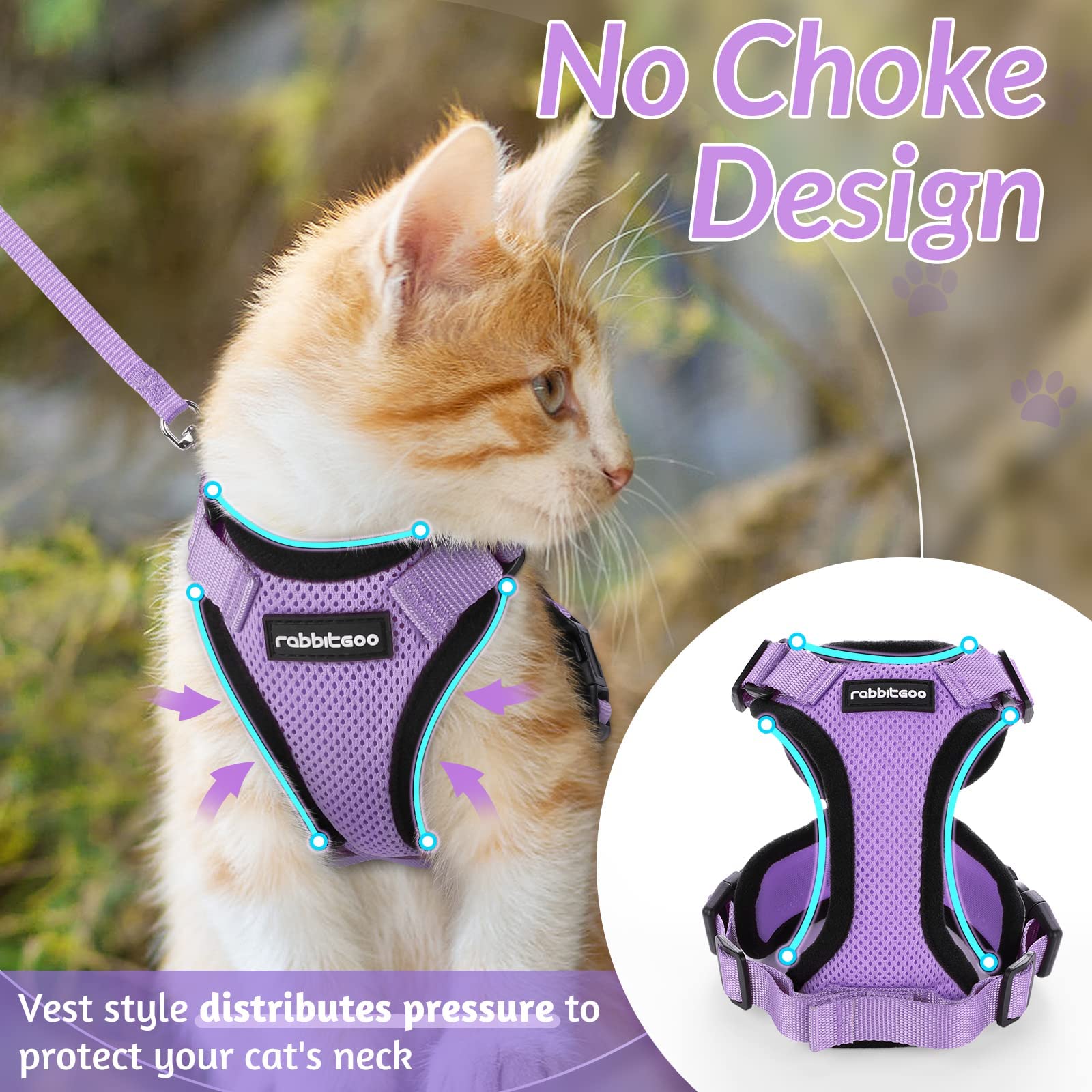 Arnés rabbitgoo-arnes-gato-vest-reflectivo para mayor visibilidad