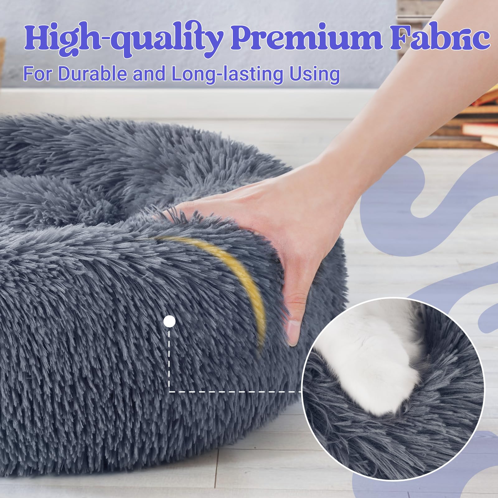 Rabbitgoo cama gato con base antideslizante para suelos lisos.