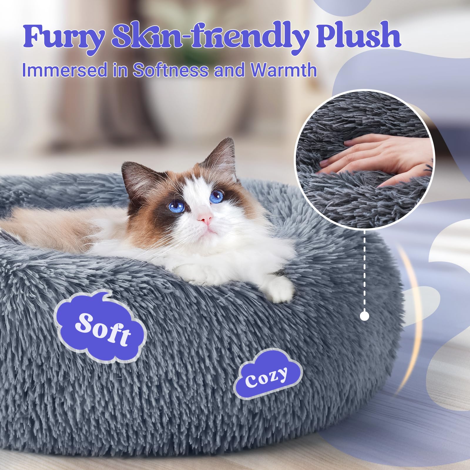 Rabbitgoo cama para gatos indoor con base antideslizante estable.