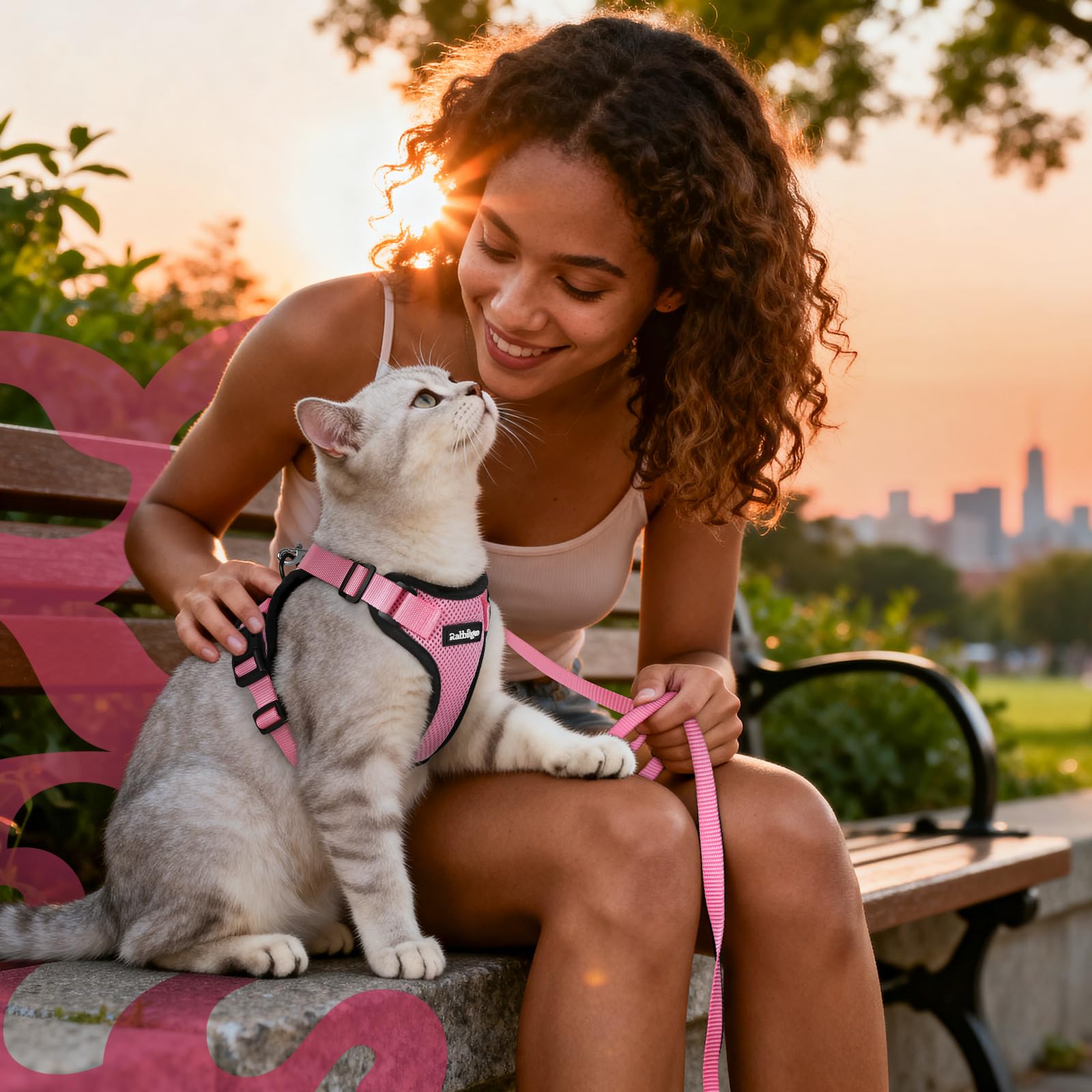 rabbitgoo arnés en rosa para estilo y visibilidad
