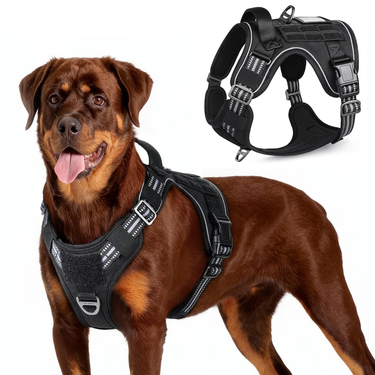 Rabbitgoo arnés táctico para perro grande con asa para control seguro.