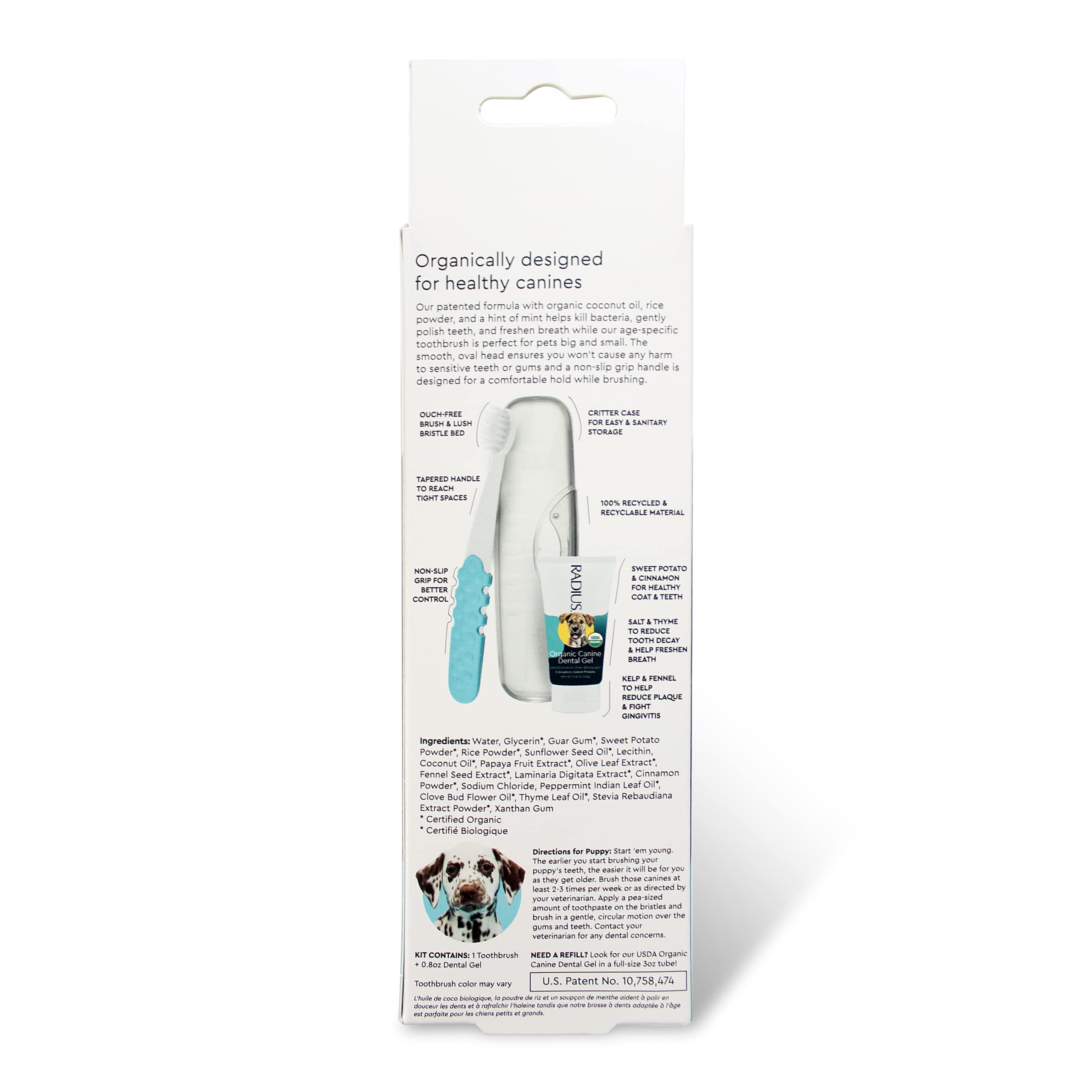 Envase de viaje de pasta dental RADIUS para cuidado en ruta.