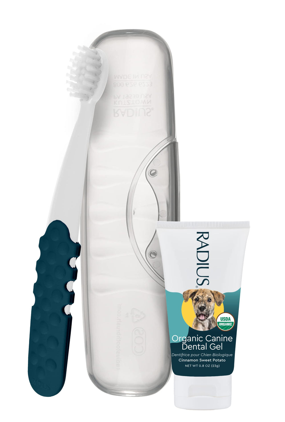 RADIUS cepillo para mascotas: cerdas suaves para limpieza diaria.