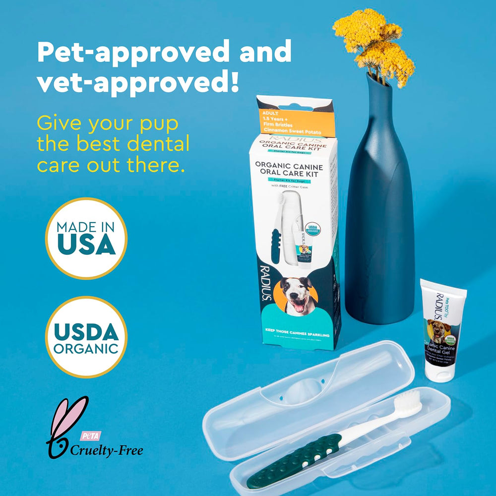 RADIUS cepillo para caninos: cerdas suaves eliminan la placa.