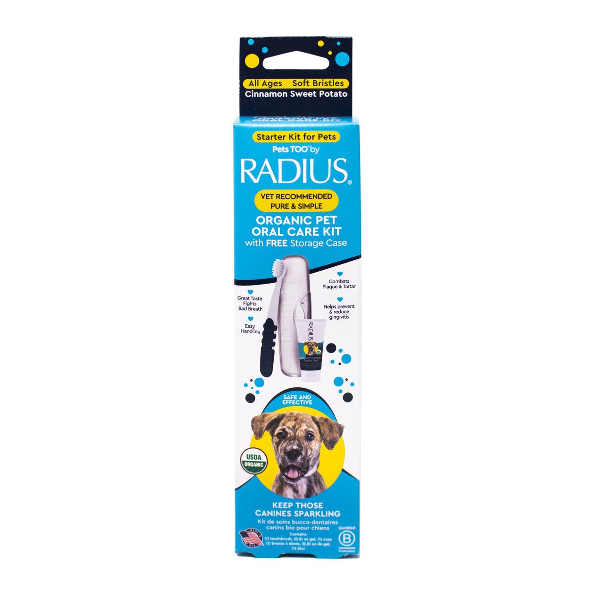 Radius kit dental para perros con cepillo suave para limpieza diaria.